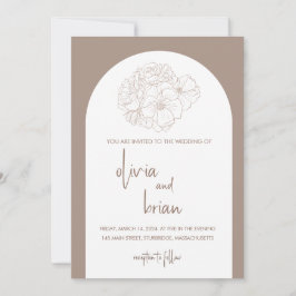 Pastel Brown Minimalistisch Wedding Einladung