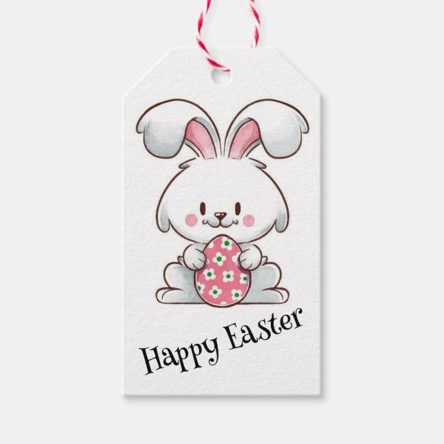 Pastel Bunny Elegance Geschenkanhänger (Vorderseite)
