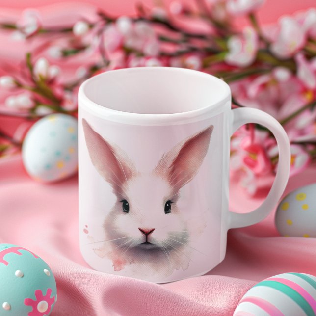 Pastel Bunny Face Tasse: Niedlich & gemütlich rosa Kaffeetasse (Von Creator hochgeladen)