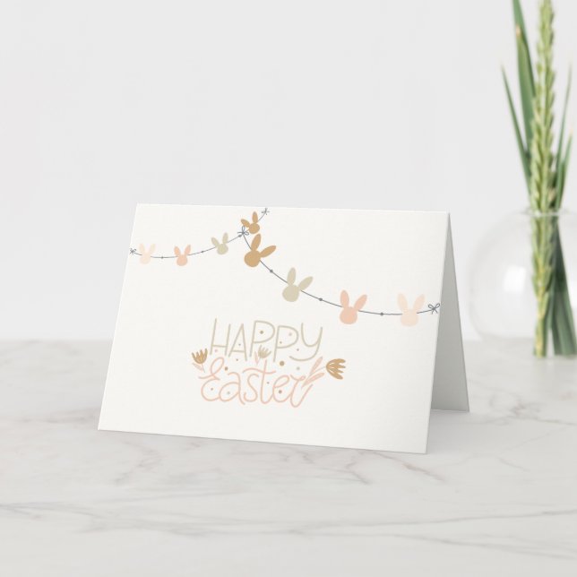 Pastel Bunny Garland Easter Holiday Card Dankeskarte (Vorderseite)
