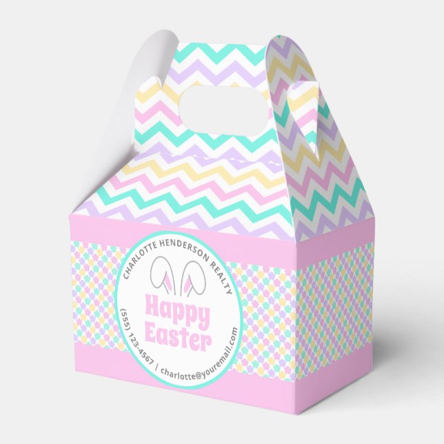 Pastel Bunny Oars Happy Oaster Gastgeschenk Box Geschenkschachtel (Vorderseite)