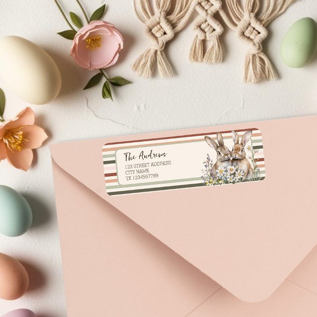 Pastel Bunny Strip Spring (Pastel Bunny Striped Spring Label)