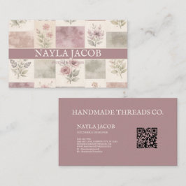 Pastel Burgundy Pretty Girly Purple Green Pattern Visitenkarte