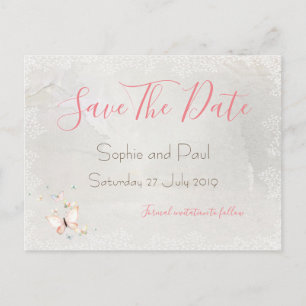 Pastel Butterfets Design Save the Date Postkarten