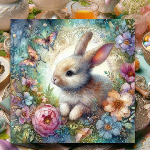 Pastel Butterfliegen Niedlich Bunny Christlich Ost Feiertagskarte