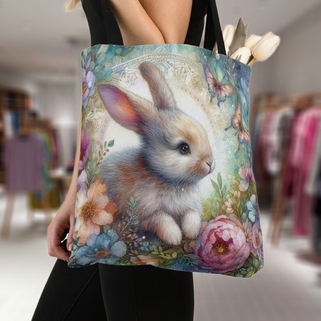 Pastel Butterfliegen Niedlich Bunny Floral Garden Tasche (Von Creator hochgeladen)