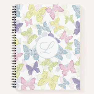 Pastel Butterflies 8.5" x 11" Spiral Notebook Notizbuch