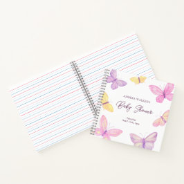 Pastel Butterflies Elegant Baby Shower Gästebuch Notizbuch