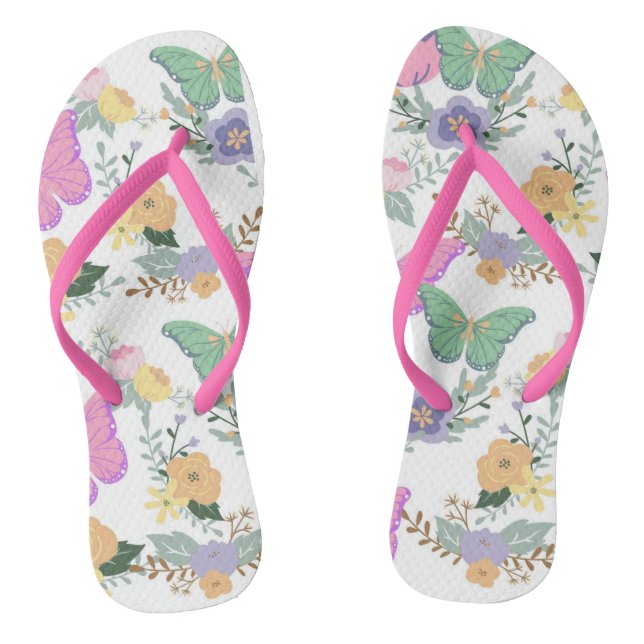 Pastel Butterflies Ladys Flip Flops (Fußbett)