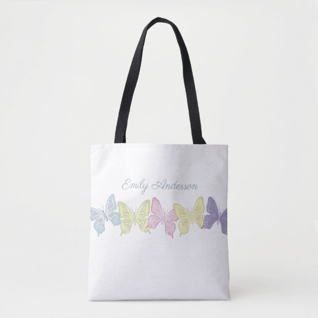 Pastel-Butterflies-Muster - All-Over-Print-Totbeut Tasche (Vorderseite)
