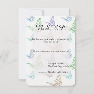 Pastel Butterflies Wedding RSVP Karte