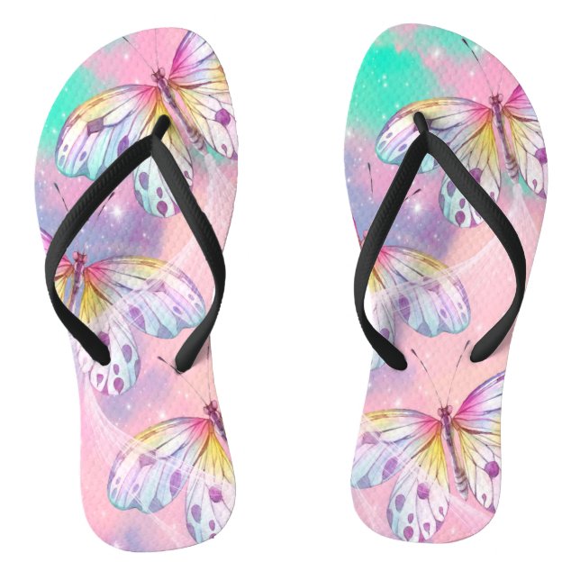 Pastel Butterfly Flip Flops für sie (Fußbett)