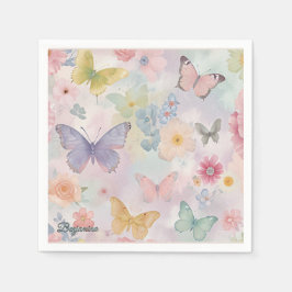 Pastel Butterfly Floral Pink Purple Theme Party Serviette