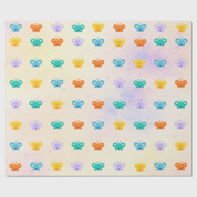 Pastel Butterfly Gift Wrap - Kawaii Wrapping Paper Geschenkpapier (Flach)