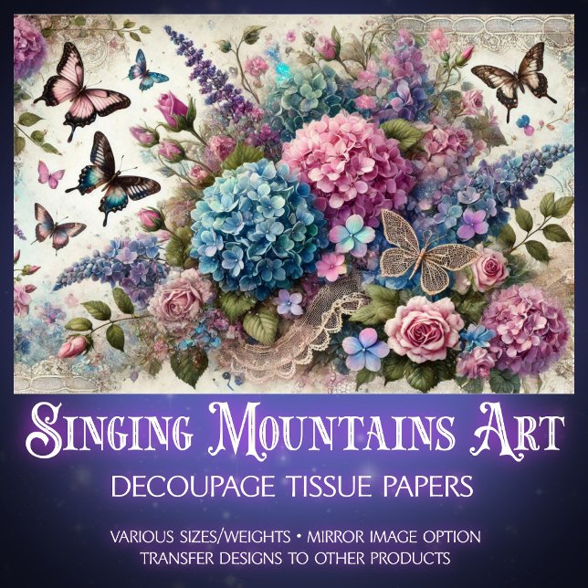 Pastel Butterfly Kisses & Blush Petals Decoupage  Seidenpapier (Von Creator hochgeladen)