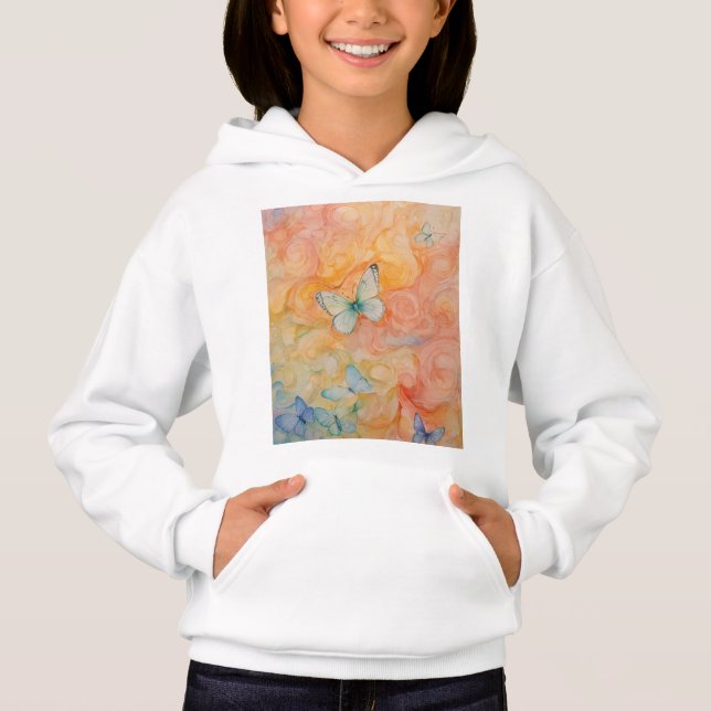 Pastel Butterfly Whimsy T-Shirt Hoodie (Vorderseite)
