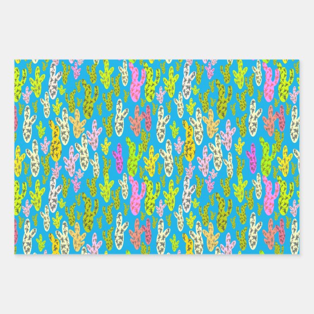 Pastel Cacti Collage Geschenkpapier Set (Vorderseite)