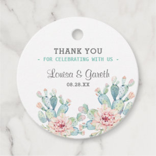 Pastel Cactus Blume Wedding Vielen Dank Geschenkanhänger