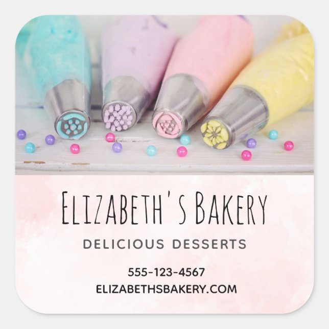 Pastel Cake Decortools Business Quadratischer Aufkleber (Vorderseite)