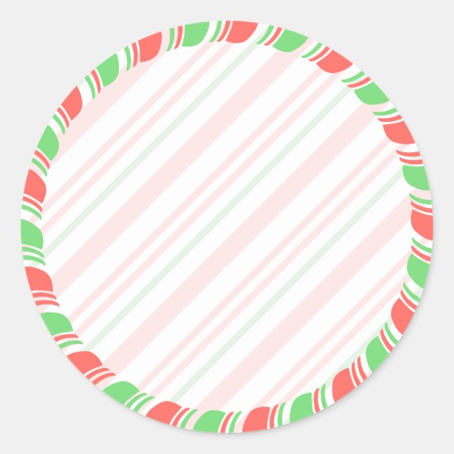 Pastel Candy Cane Border Christmas Blank Custom Runder Aufkleber (Vorderseite)
