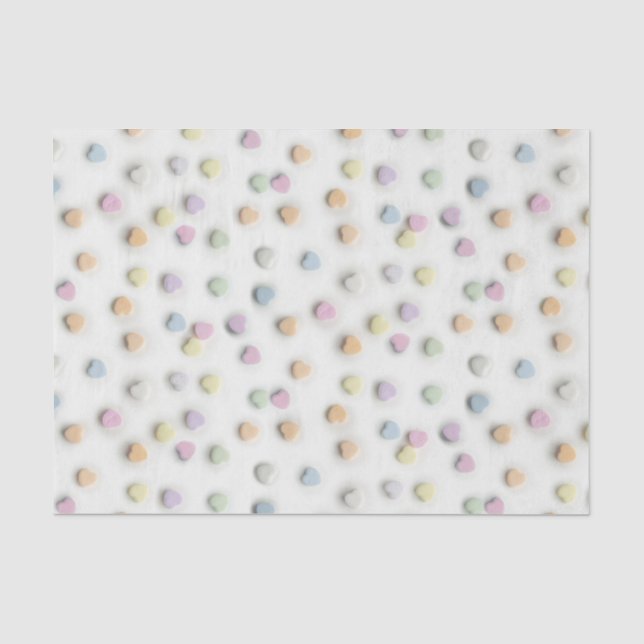 Pastel Candy Hört auf weißem Muster Seidenpapier (Vorderseite)
