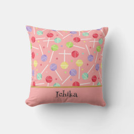 Pastel Candy Lollipop Patterned Pink Kissen