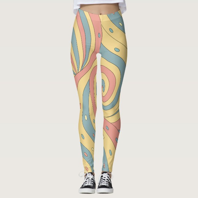 Pastel Candy Swirl Pattern with Sprinkles Leggings (Vorderseite)