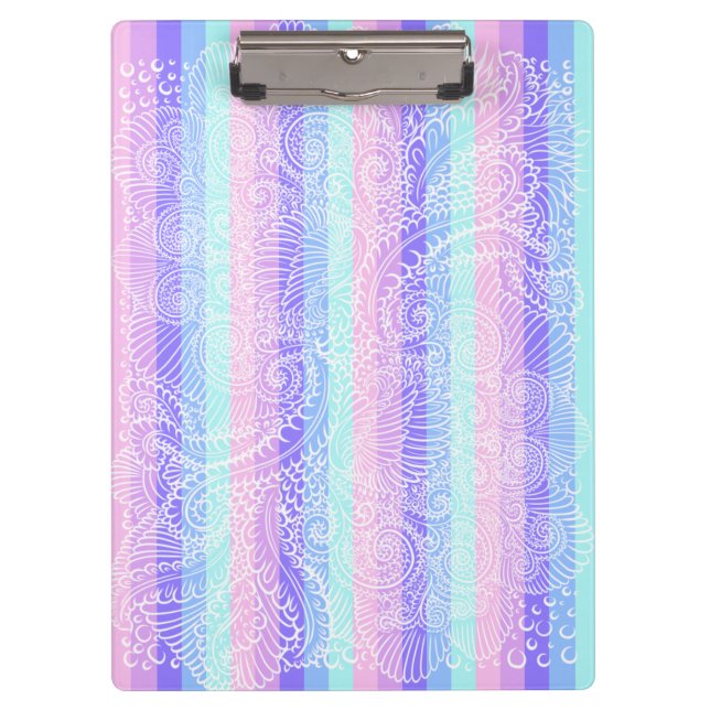 Pastel Candy Wirbel | Streifenfantasiemuster Klemmbrett (Vorderseite)