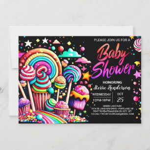 Pastel Candyland Baby Shower Einladung