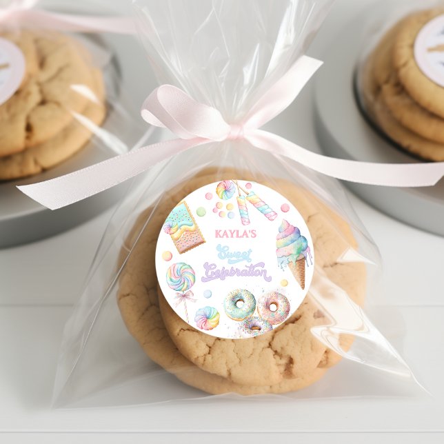 Pastel Candyland Sweet Celebration Birthday Party Runder Aufkleber (Von Creator hochgeladen)