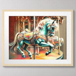 Pastel Carousel Horse Merry Go Runde Poster
