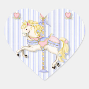 Pastel Carousel Pony Herz-Aufkleber