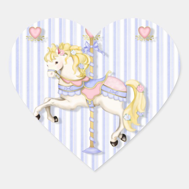 Pastel Carousel Pony Herz-Aufkleber (Vorderseite)