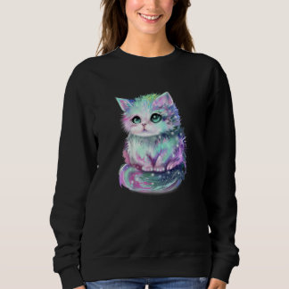 Pastel Cat Galaxy Cute Kitten colorful kitty cat Sweatshirt