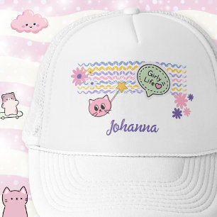 Pastel Cat Girly Life Rainbow Truckerkappe