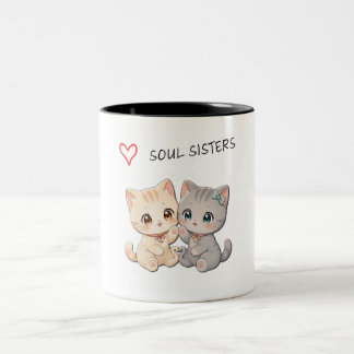 Pastel Cat Soul Sisters – Best Sister Gift Zweifarbige Tasse