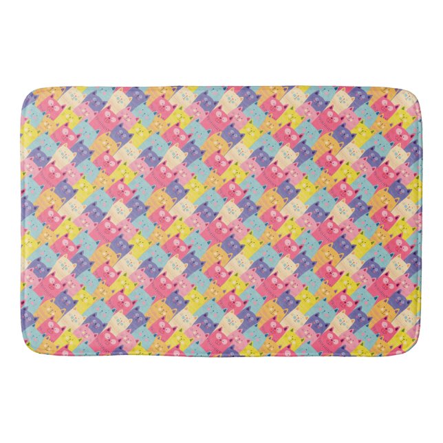 Pastel Cats Kunstduschvorhänge - Powroom Gift Badematte (Vorderseite)
