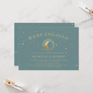 Pastel Celestial Gold Wedding Verlobung Einladung