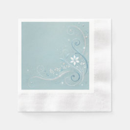 Pastel Cerulean Floral Motif Design Serviette