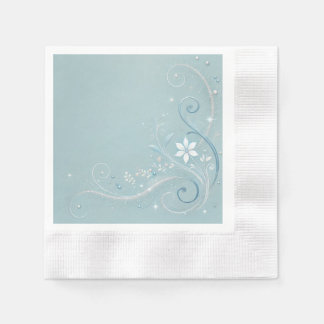Pastel Cerulean Floral Motif Design Serviette