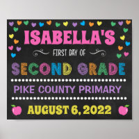Pastel Chalkboard Erster Tag des zweiten Grades Ze