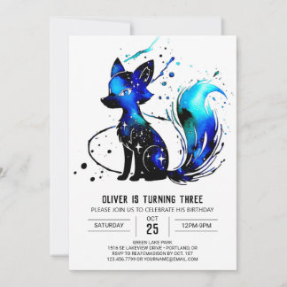Pastel Charming Fox Digital Boy Geburtstag Einladung