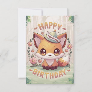 Pastel Charming Fox Geburtstag Karte
