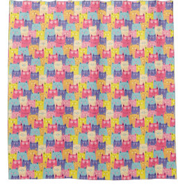 Pastel Chats Art Douche Rideaux - Chambre Poudre C