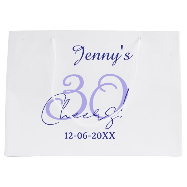 Pastel cheers 30th birthday purple elegant name da große geschenktüte (Vorderseite)