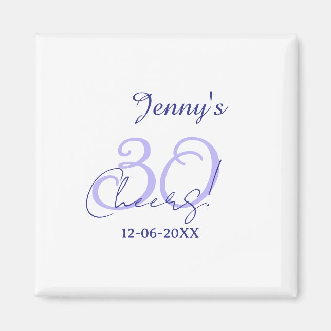 Pastel cheers 30th birthday purple elegant name da magnet (Vorne)
