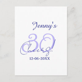 Pastel cheers 30th birthday purple elegant name da postkarte