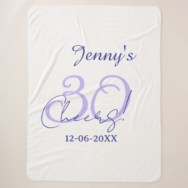 Pastel cheers 30th birthday purple elegant name da sherpadecke (Vorderseite)