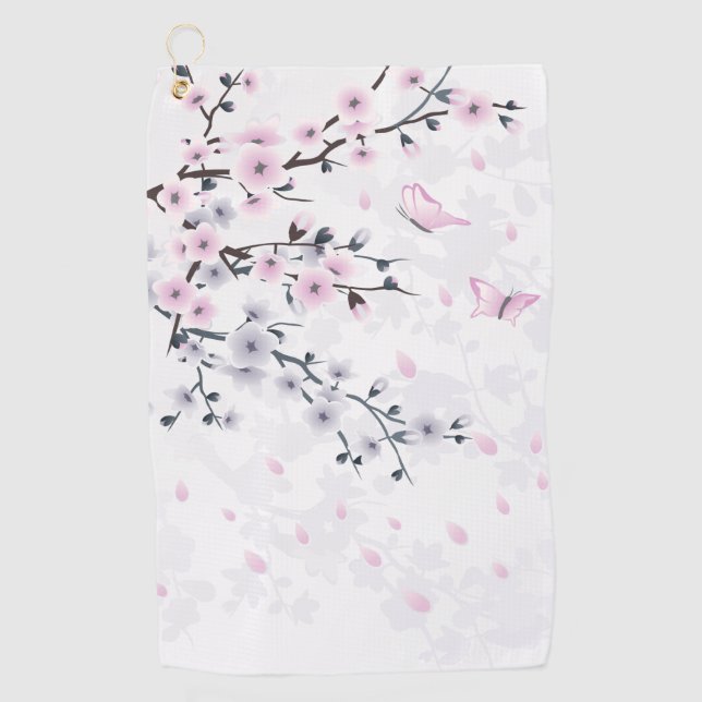 Pastel Cherry Blossom Landschaft Golfhandtuch (Vorderseite)