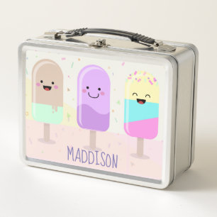 Pastel Chibi Ice Lollies Niedlich Personalisiert Metall Brotdose
